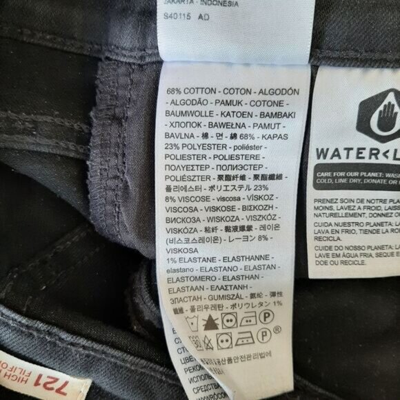 LEVI'S 721 High Rise Skinny Black Jeans Pants Neutral Sz 26 Flawed - Picture 15 of 16